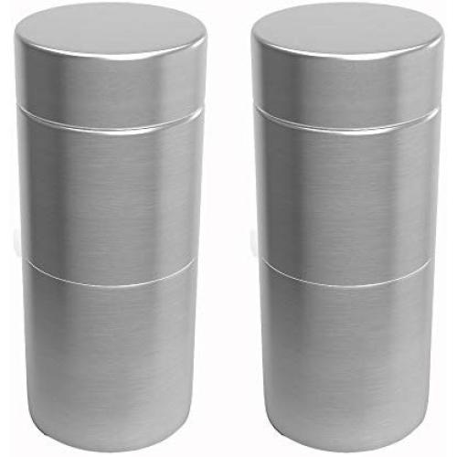 Herb Stash Jars | 2 Solid Aluminum Airtight Smell Proof Containers #1 Best Way To Preserve Spices & Herbs