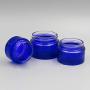 3Pcs 50ml/1.7oz Blue Glass Empty Refillable Cosmetic Jars with Black Cap and Liner Facial Cream Lotion Cases Boxes Pots Tins Containers Dispense Sample Bottle for Cosmetic Cream Balm Storage