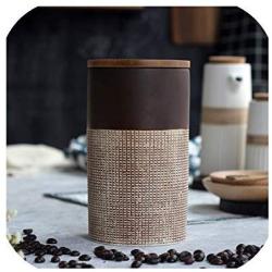 Creative Ceramic Coffee Bean Jar Handmade Storage Bottle Sealed Coffee Bottle Kitchen Jar Sugar Dried Fruit Cereal Storage Tank,I