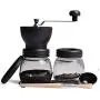 Moulins à Café Manuel Homejuan avec Pot de Rangement Brosse Souple Conique en Céramique Silencieux et Portable pour Aeropress, Café Filtre, Espresso, Presse Française