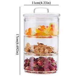 HIZLJJ Stackable 200ml 3-layer Food Storage Containers with Airtight Lid, Glass Storage Jar for Pasta, Tea, Coffee, Cookies, Snacks (Color : Style A)