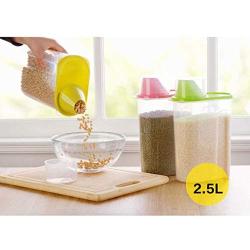Large Kitchen Food Storage Box Plastic Cereal Dispenser Container Plastic Sealed Multigrain Jars with Lid (F)