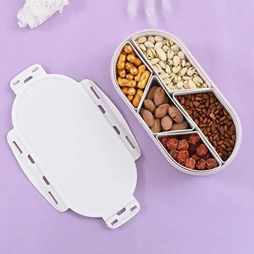 FairOnly Unterteilter Aufbewahrungsbehälter mit Deckel für Süßigkeiten und Snacks, Grau