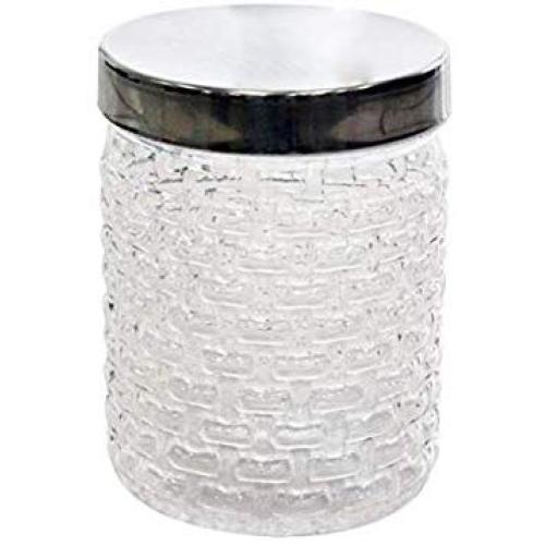 Princeware Plastic Food Storage Jar/Canister, Clear Base with Chrome Effect Lid, 750ml
