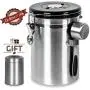 Sanlinkee Airtight Coffee Canister, Large Stainless Steel Tea & Coffee Storage for 22.8oz Coffee Beans,Canister with co2 Valve, 30ml Measure Spoon,70 ml Mini Travel Jar and Calendar Wheel Sanlinkee Airtight Coffee Canister, Large Stainless Steel Tea & Coffee Storage for 22.8oz Coffee Beans,Canister with co2 Valve, 30ml Measure Spoon,70 ml Mini Travel Jar and Calendar Wheel