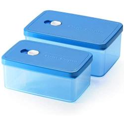 Casa Origin Meal Prep Food Containers with Lid, 2 Pieces - Rectangle (Blue)