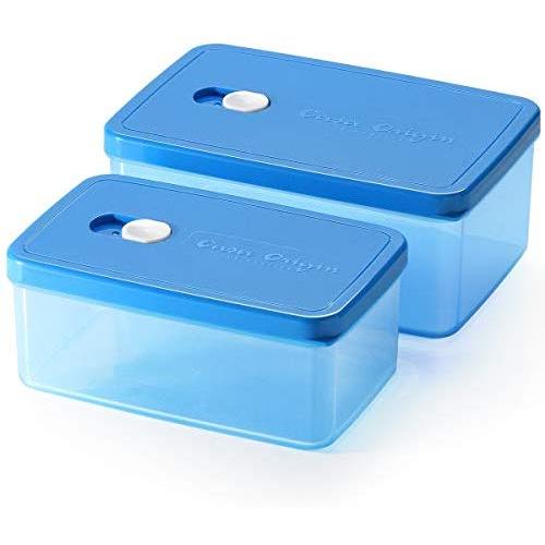 Casa Origin Meal Prep Food Containers with Lid, 2 Pieces - Rectangle (Blue)