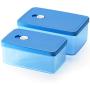 Casa Origin Meal Prep Food Containers with Lid, 2 Pieces - Rectangle (Blue)