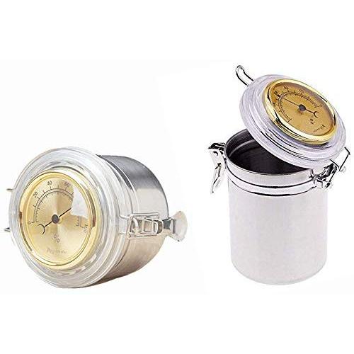 Aluminum Stash Jar With Hygrometer,Food Storage Container with Lids for Tea,Coffee,Snacks, Milk Powder,Beans Canisters.Flour Canister with Clear Acrylic Lid n Locking