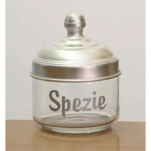 Italo Ottinetti Glasbehälter mit stumpfer Aluminiumdeckel 0,5 Liter Spezie, Metallic, ein Größenpackung