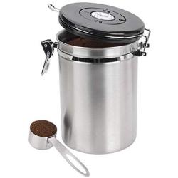 Libison Coffee Storage Canister, Patented Airtight Lid Pushes Air Out to Preserve Food Freshness - Stainless Steel Food Container with Scoop Food Bins & Canisters US Shipment