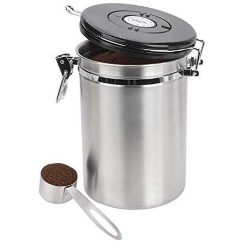 Libison Coffee Storage Canister, Patented Airtight Lid Pushes Air Out to Preserve Food Freshness - Stainless Steel Food Container with Scoop Food Bins & Canisters US Shipment