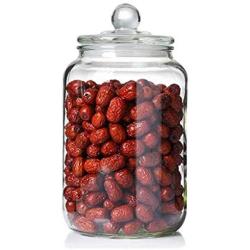 XSWZAQ Cylindrical transparent glass jar household sealed tea cans grains and grains moisture-proof storage tank (Size : 2L)