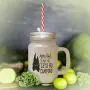 Brown You Had Me At&quotLetS Go Camping&quot Frosted Glass Mason Jar With Straw