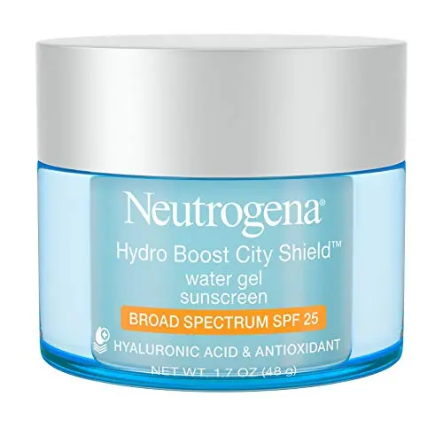 Neutrogena Hydro Boost City Shield Water Gel with Hydrating Hyaluronic Acid, Facial Moisturizer with Broad Spectrum SPF 25 Sunscreen, Oil-Free, Alcohol-Free, Non-Comedogenic, 1.7 oz