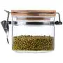 Carriemeow Glas Klarspeicherbehälter Glaskanister mit Luftdichter Verschlussklappe aus Bambus, Küchen-Einklang- und Lagerbehälter für Pasta, Müsli, Kaffee & Tee (Farbe: Klar, Größe: 500ml)