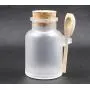 NATUWORLD 2er Set Kunststoff Bad Salz Würze Beutel Leerraum Klare Frostbecher Kosmetik Pulver Flasche Küchen Aufbewahrungsbehälter mit Korkstopfen und Holzsöffel (100 ml)