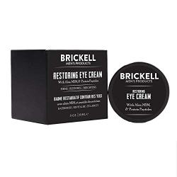 Brickell Mens Restoring Eye Cream for Men, Natural and Organic Anti Aging Eye Balm To Reduce Puffiness, Wrinkles, Dark Circles, Crows Feet and Under Eye Bags, .5 Ounce, Unscented