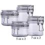 The Grindstone | Assorted Set of PET Plastic Kilner Style Jars | Round Clear Acrylic | Airtight Mason Style Canister Lids | Set of two 5 oz & two 7 oz Storage Jars | Pack of 4