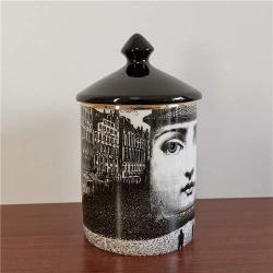 ANH19 3 Wick Candle Holder- Retro European Fornasetti Candle Holder Lina Face Scented Candles Cans Ceramic Products Storage Jar Home Desktop Decoration