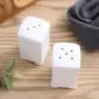 Kitchen seasoning box/Ceramic Condiment Storage Container with Wooden Frame Vinegar Pepper jar Three-Piece Set