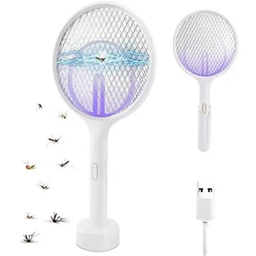 Électrochoc Bug Zapper Racket 1 Pack, Lampe-Piège à Moustiques 3 en 1 avec Raquette, Rechargeable USB, Piège à Insectes Intérieur/Extérieur, Grille en Maille 3 Couches Électrochoc Bug Zapper Racket 1 Pack, Lampe-Piège à Moustiques 3 en 1 avec Raquette, Rechargeable USB, Piège à Insectes Intérieur/Extérieur, Grille en Maille 3 Couches
