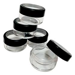 Plastic Clear Storage w Window Black Rim Cap Travel Sample Case 10 gr (Pack of 100)