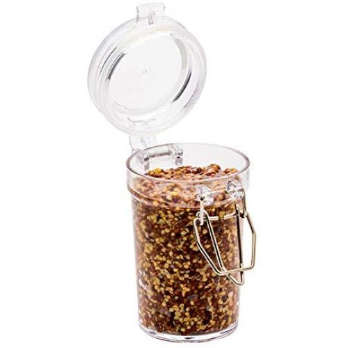 2.7-OZ Plastic Mason Jar With Hinged Clamp Lid: Perfect for Serving Tastings, Mousses and Puddings - Great as Locking Herbs and Spices Storage Container - Recyclable Plastic - 100-CT - Restaurantware