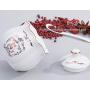Porcelain Ceramic Seasoning Box Set Include 3 Storage Container Condiment Jars with lid and spoon,3 Oil and Vinegar Dispenser and 1 PVC Spice Rack