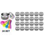 Stainless Steel Magnetic Spice Jars - Bonus Measuring Spoon Set - Airtight Kitchen Storage Containers - Stack on Fridge to Save Counter & Cupboard Space (Set of 24 PCS - Gray)
