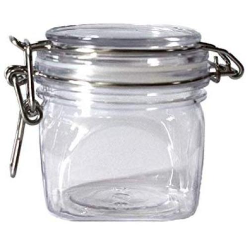 220Ml Plastic Square Clip Top Storage Jar With Airtight Seal Lid Kitchen Food Container Tableware Preserving Cosmetic Cream Orga,Clear