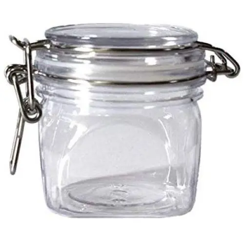 220Ml Plastic Square Clip Top Storage Jar With Airtight Seal Lid Kitchen Food Container Tableware Preserving Cosmetic Cream Orga,Clear 220Ml Plastic Square Clip Top Storage Jar With Airtight Seal Lid Kitchen Food Container Tableware Preserving Cosmetic Cream Orga,Clear