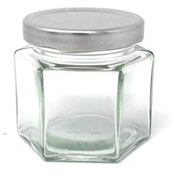 4 oz Hexagon Glass Jar Silver Metal Lid by Packaging For You 12 pack