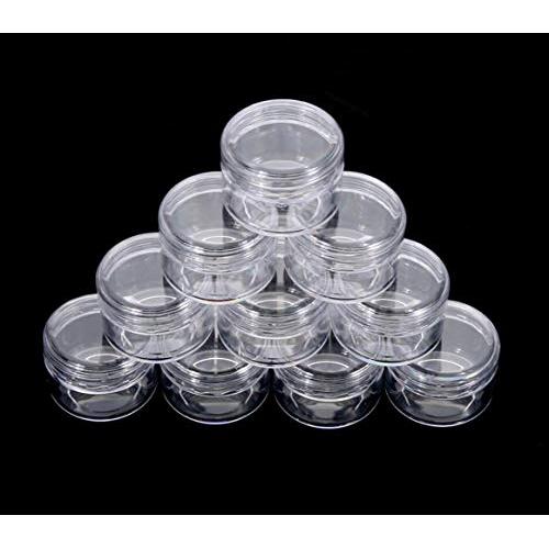 50PCS 10Gram 10ML Cosmetic Sample Containers Small Jars Bottle Storage Container Plastic Round Pot Tiny Makeup Glitter Containers with Screw lids For Nial Arts, Eye Shadow, Powder, Jewelry, Beads