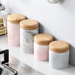 Originality Marble Grain Kitchen Ceramics Seal Up Pot Coarse Cereals Coffee Tea Seasoning Storage Tank With Cover Storage Jar,Pink L