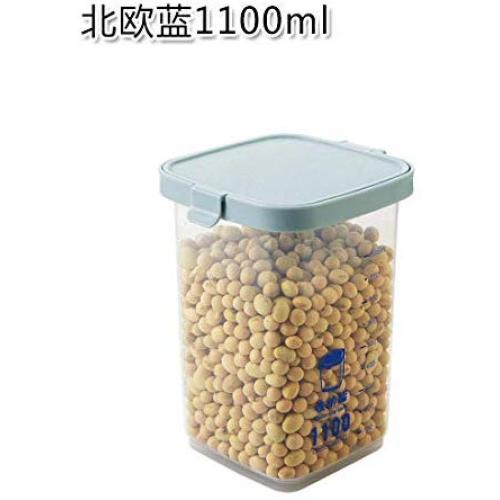 HOMELUNY Set of 4 Home Airtight Plastic Food Jars Clear Food Jars Cereal Storage Container Jars Storage Containers for Candy, Cookie, Rice, Sugar,Flour,Snacks Keeping Food Dry & Fresh Blue 1100ML