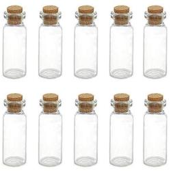 Glass Jars Bottles With Cork Stoppers 10 Pcs Small Transparent Glass Bottle 1ml Cheap Cork Stopper Bottles DIY Small Glass Bottle Mini Containers Home Storage