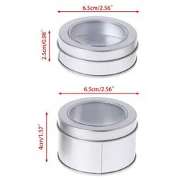 Milue Clear View Tinplate Iron Storage Spice Case Container Tin Box Round Tins (02#)