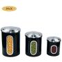 EASEASE Stainless Steel Airtight Storage Canisters for Coffee Beans,Tea and Sugar with Window  (Set of 3),(Black)