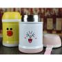 Inroserm Food Jar for Kids with Folding Spoon Portable Stainless Steel Leak Proof Food Storage Container with Pendant 11.8 oz(White)