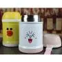 Inroserm Food Jar for Kids with Folding Spoon Portable Stainless Steel Leak Proof Food Storage Container with Pendant 11.8 oz(White)