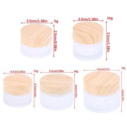 AKOAK 5/10/15/30/50g Wood Grain Glass Cream Bottle Scrub Face Cream Eye Cream Bottle Portable Travel Cosmetics Container, Reusable