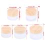 AKOAK 5/10/15/30/50g Wood Grain Glass Cream Bottle Scrub Face Cream Eye Cream Bottle Portable Travel Cosmetics Container, Reusable