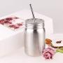 Mason Jar With Lid Straw Insulation Double Walled Organizer Stainless Steel Coffee Cup Drinking Kitchen Storage Portable Bottle Tea