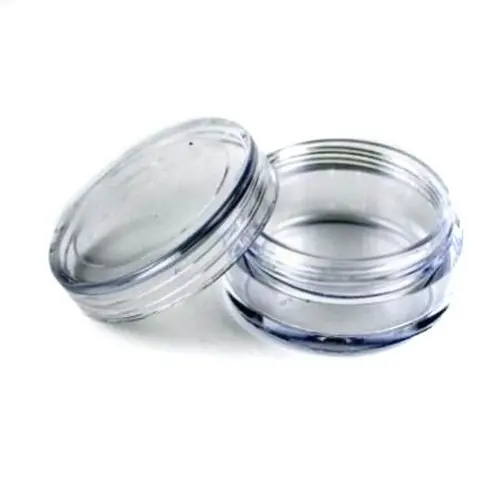 10 Pack Premium Quality New Empty Clear Plastic Cosmetic Containers 5 Gram Size Jars Pot Eyeshadow Container Lot Size: Diameter: 1 1/4'' inch X Height: 3/4 inch.