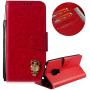 Soft PU Leather Wallet Case for Huawei Mate 20,Flip Stand Case for Huawei Mate 20,Moiky Classic Retro Red 3D Owl Design Solid Color Purse Folio Magnetic Cover with Wrist Strap
