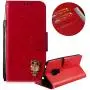 Soft PU Leather Wallet Case for Huawei Mate 20,Flip Stand Case for Huawei Mate 20,Moiky Classic Retro Red 3D Owl Design Solid Color Purse Folio Magnetic Cover with Wrist Strap