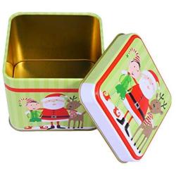 Heallily 5Pcs Christmas Tinplate Tin Box Candy Box Square Gift Box Candy Jar Coin Storage Case Cookie Box for Festival Christmas