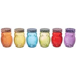 Style Setter 206242-6GB Owl Colors Jars with Lids (Set of 6), Multicolor