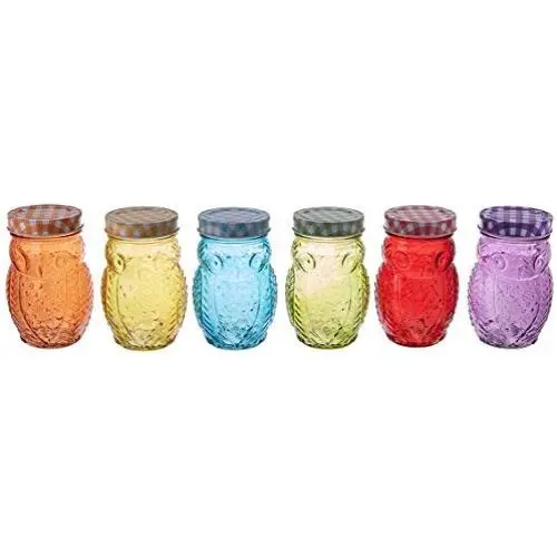 Farbenfrohe Eulen-Glasbehälter mit Deckeln (Set von 6) – Style Setter 206242 – 6 GB
